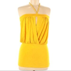 Marciano Gold Yellow Halter tunic Top key hole medium woman’s shirt